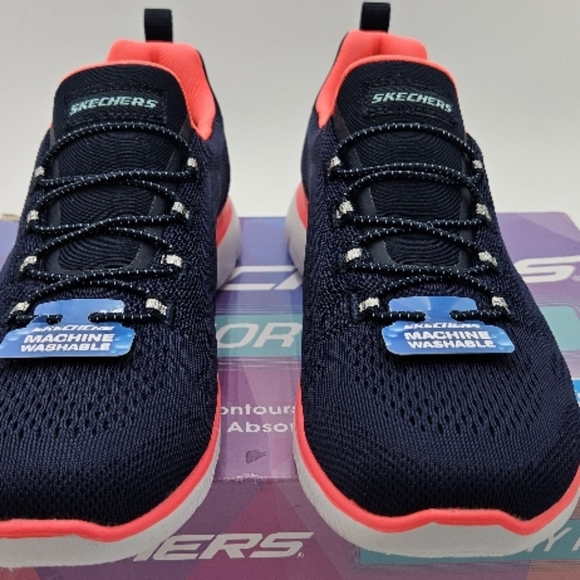 Skechers Navy and Coral Women's Shoes - Picture 4 of 14